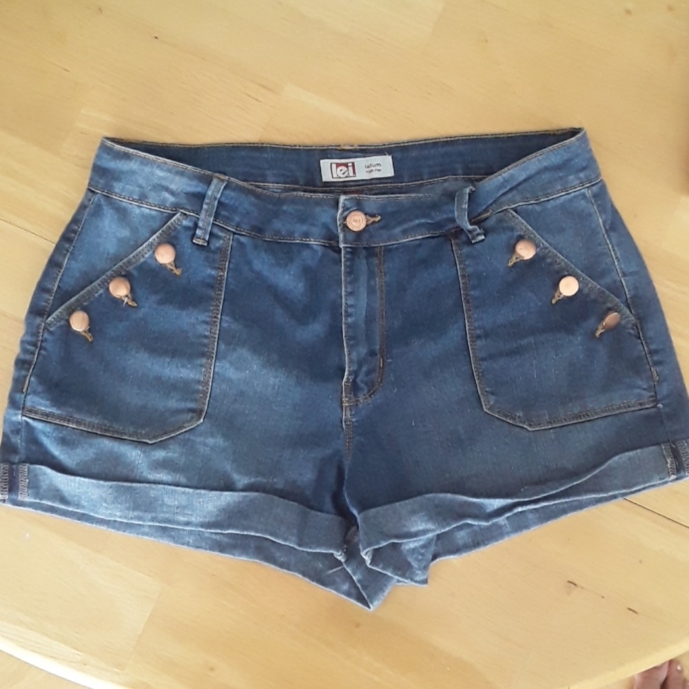High rise denim shorts